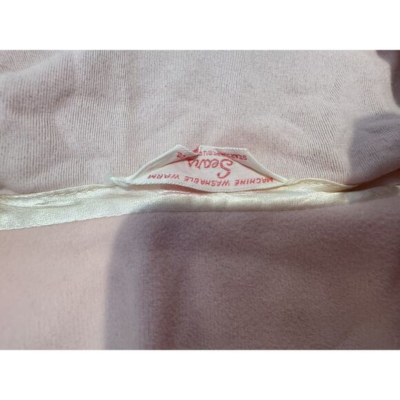 Vintage Sears Pink House Coat Robe Nightgown Lace Pearl Button Front Size Small - Picture 11 of 13